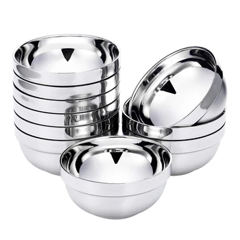 

10 Pack Stainless Steel Bowls Set Double-Walled Insulated Baby Serving Bowls