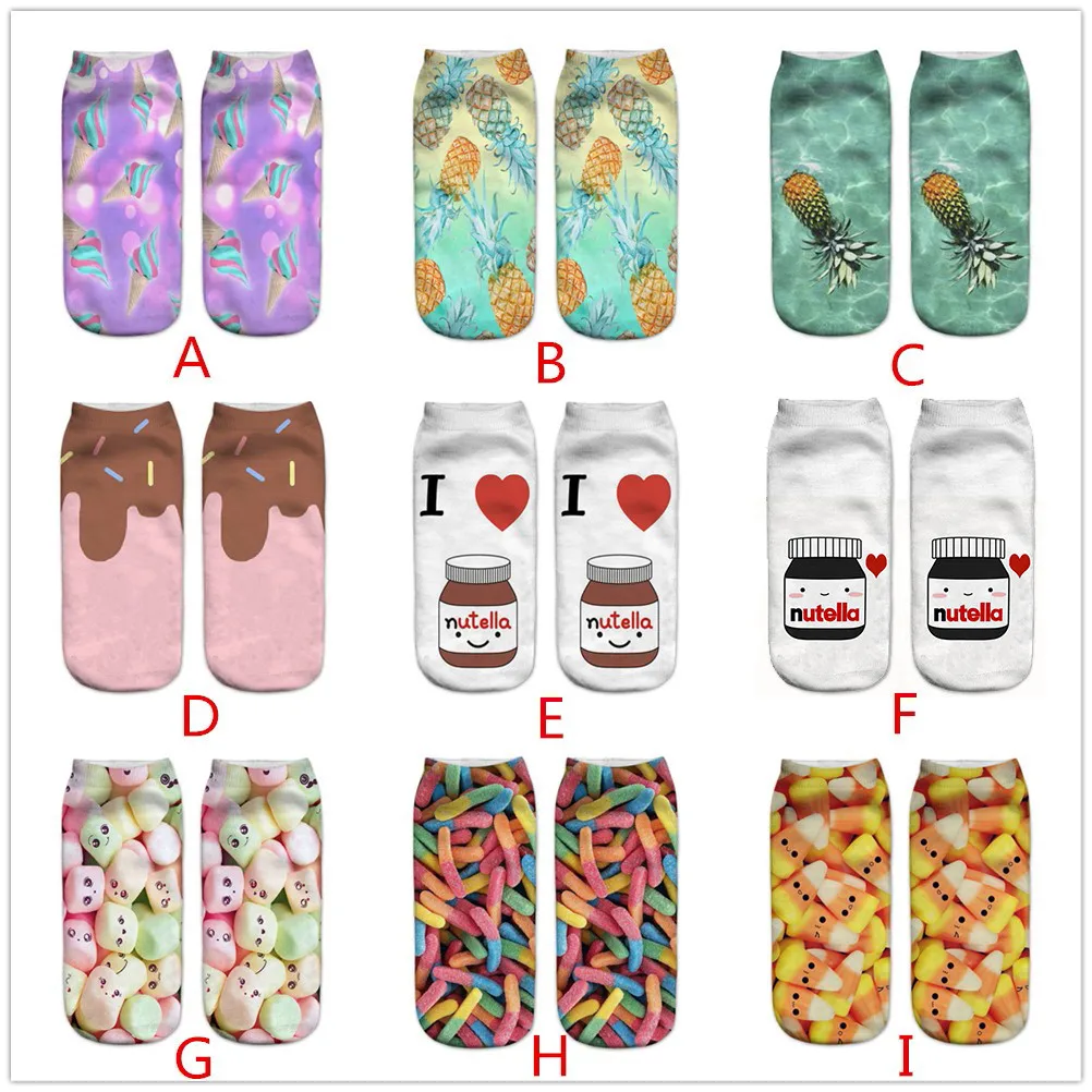 3 пары, повседневные женские носки с 3D милым принтом, средние забавные носки, Mujer skarpetki d91127