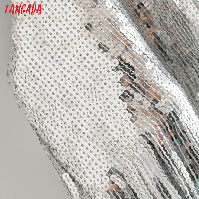 Tangada, женское сексуальное короткое платье с серебряными кисточками и блестками, блестящее платье с открытой спиной, женское Новогоднее платье для вечеринки, vestido HY122