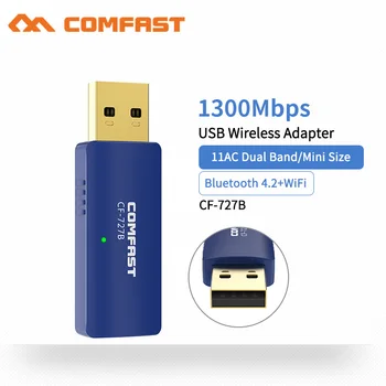 

Comfast USB 1300Mbps Dual Band Wireless Wifi Adapter 5Ghz Dongle Receiver Network LAN Card PC Bluetooth 4.2 Receive & Transmit