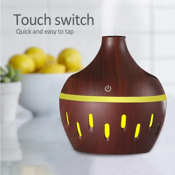

300ml Wood Grain Humidifier Aroma Essential Oil Diffuser Ultrasonic Air Humidifier USB Mini Mist Maker 7 LED Light Car Home