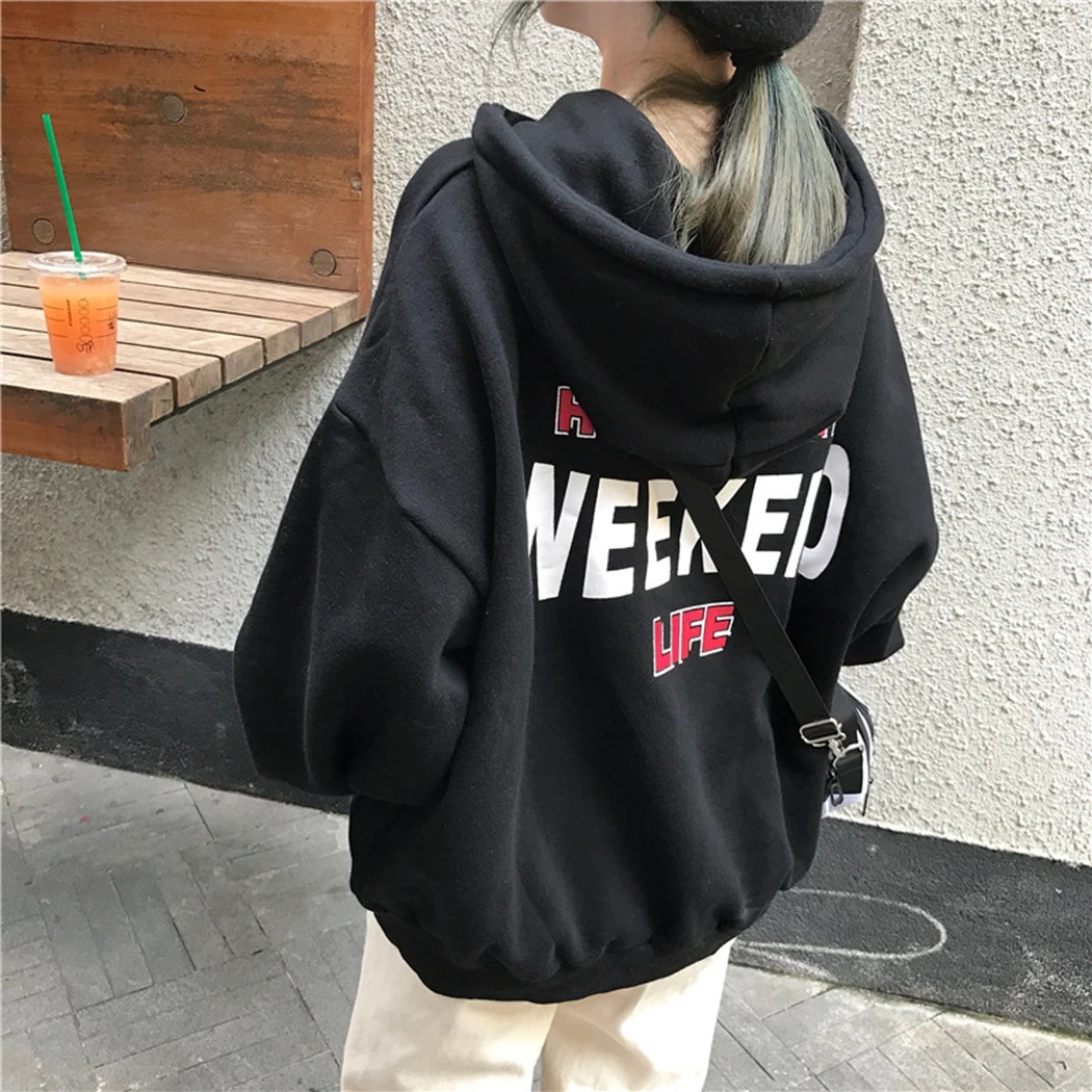 2019 Harajuku зима выходные Толстовка Женская корейский стиль Осенняя мода уличная