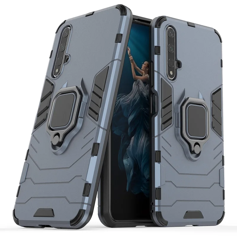 Защитный чехол для huawei Nova 5 T, чехол с металлическим кольцом, магнитный автомобильный держатель для телефона, силиконовый чехол для huawei Nova 5 T 5 T, чехол - Цвет: Синий