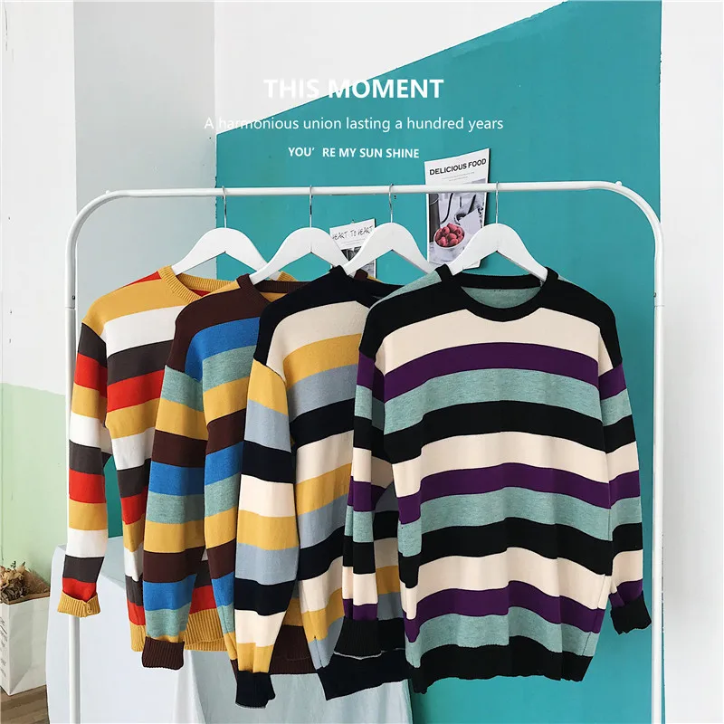 Autumn Striped Sweater Men Warm Slim Fashion Contrast Color Casual Knit Sweter Clothes Man Wild Long-sleeved Pullover Men M-3XL Autumn Striped Sweater Men Warm Slim Fashion Contrast Color Casual Knit Sweter Clothes Man Wild Long-sleeved Pullover Men M-3XL
