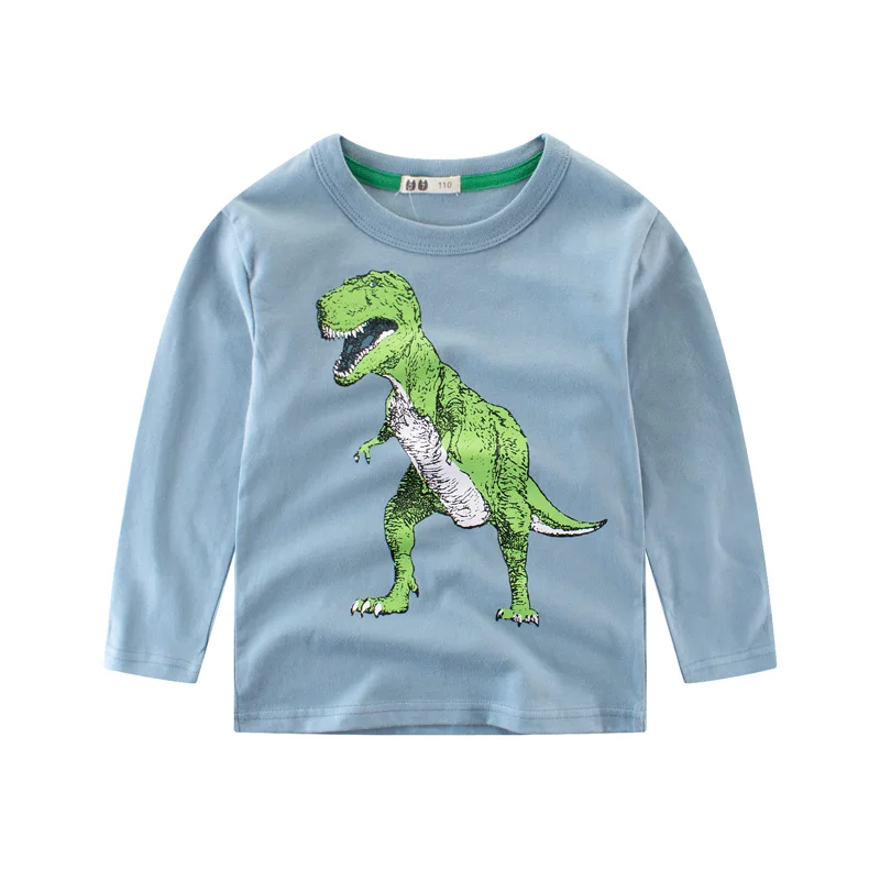 », хлопковые детские футболки, с принтом "динозавр"; топы с длинными рукавами для мальчиков, футболки для девочек на возраст 4, 5, 6, 7, 8, 9, 10, 11, для детей 12 лет дети Костюмы