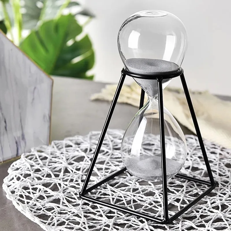 Metal 30 Minutes Hourglass Timer Modern Art Ornament Glass Timing Hourglass Creative Office Living Room Desktop Home Decoration 2