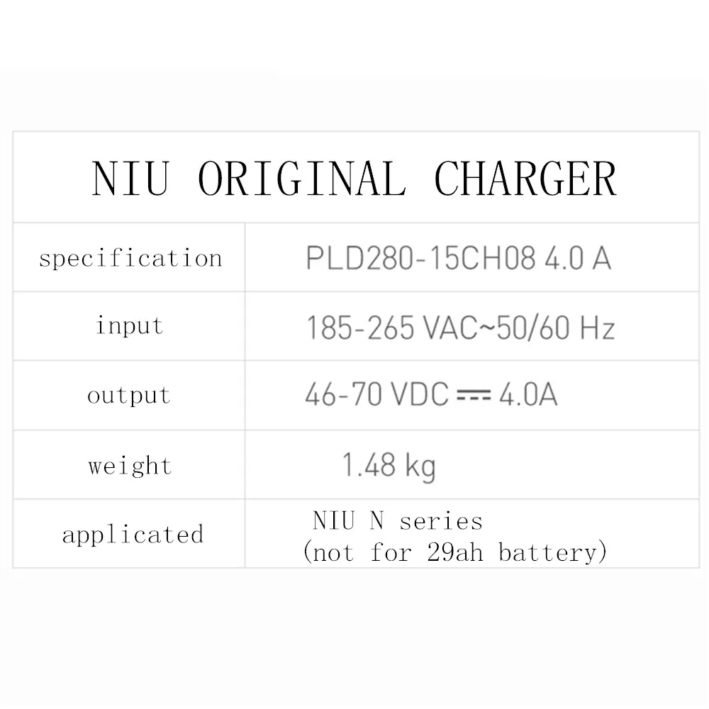 Niu Электрический Скутер зарядное устройство 60v4a подходит для N серии N1 N1s