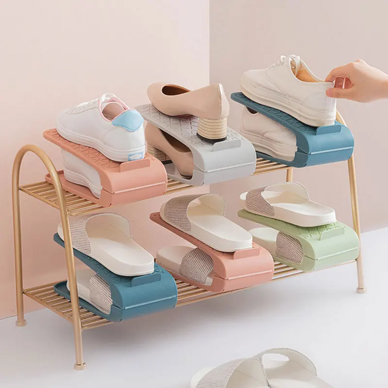 

New Storage One-piece Practical Shoe Cabinet Rotatable Double Layer Shoe Tray Free Disassembly Durable Portable Shoe Rack