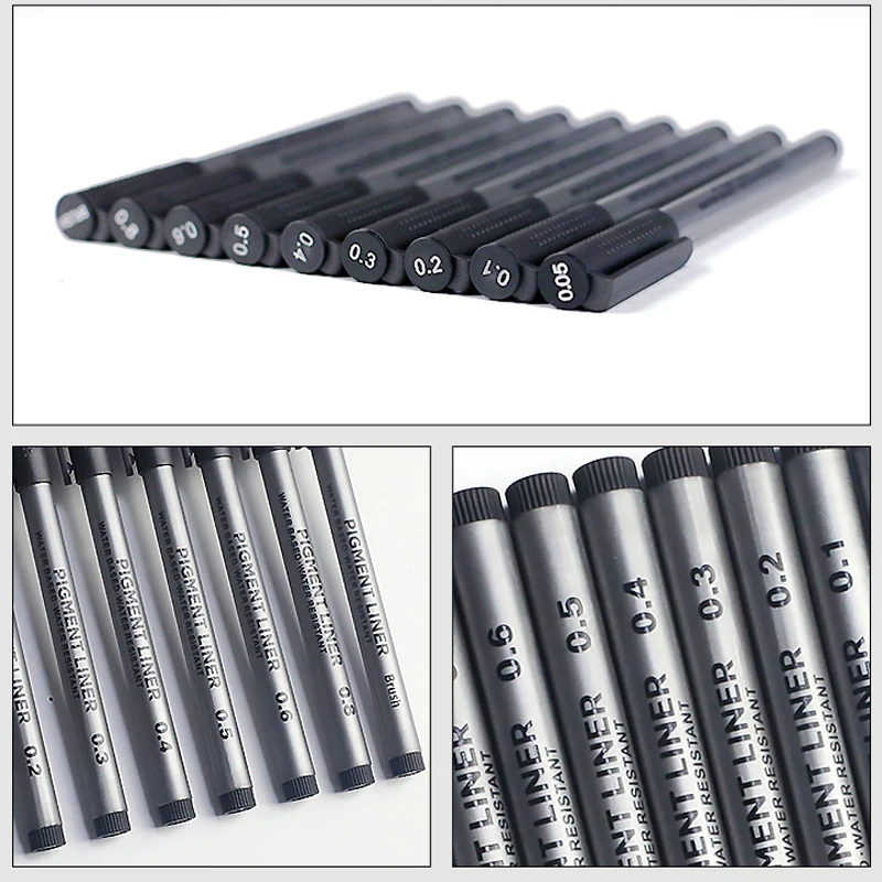 Marker Pen 9Pcs/set Pigment Liner Micron Ink Marker Pen For Drawing
