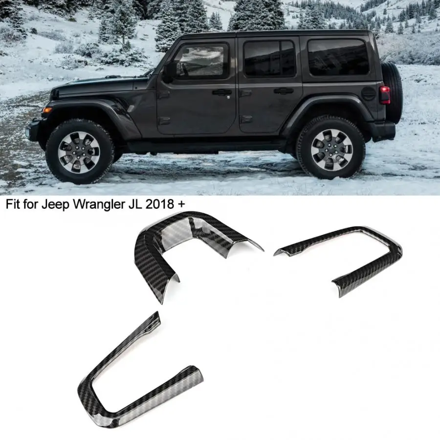 3 шт углеродное волокно текстура руля декоративное литье отделка Подходит для Jeep Wrangler JL+ автомобильные аксессуары для интерьера