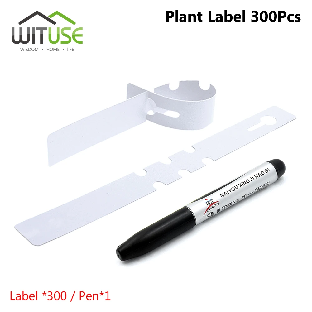 100/300pieces Plastic Garden Labels For Plant 21x2cm Colored Ribbon Type Stake Seedling Labels Tags Garden Decors With Pen - Цвет: 300 white labels pen