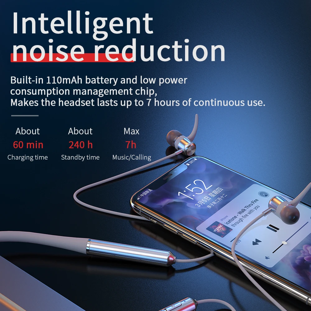 Essager Bluetooth 5 0 Earphone Wireless Headphones In Ear Sport Cordless Headset Handsfree Earbuds With Mic For Smartphone