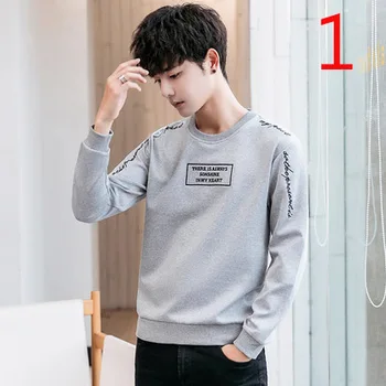 

2019 autumn new men's Korean letter printing round neck tide shirt