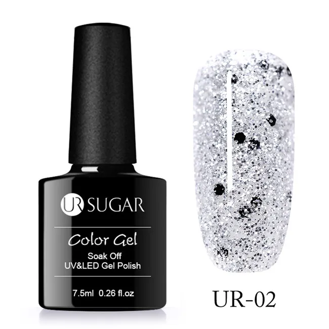 Glitter 2 UR SUGAR 7,5 мл голографический УФ лак для ногтей с блестками лак блестящая Лазерная Блестки УФ гель лак личная гигиена дизайн ногтей маникюрный лак - Цвет: Glitter 2