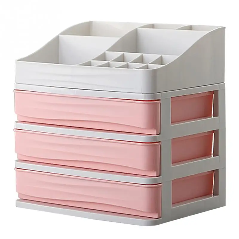 

EASY-Plastic Cosmetic Drawer Makeup Organizer Makeup Storage Box Container Desktop Sundry Storage Case(3-Layer+Partition Box )