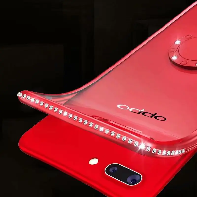 Чехлы для OPPO A5 A9 A5S A11X F11 Reno 3 Z 2 2z ACE Realme X 5X2 Pro Q Блестящий блестящий чехол с покрытием из ТПУ с кольцом
