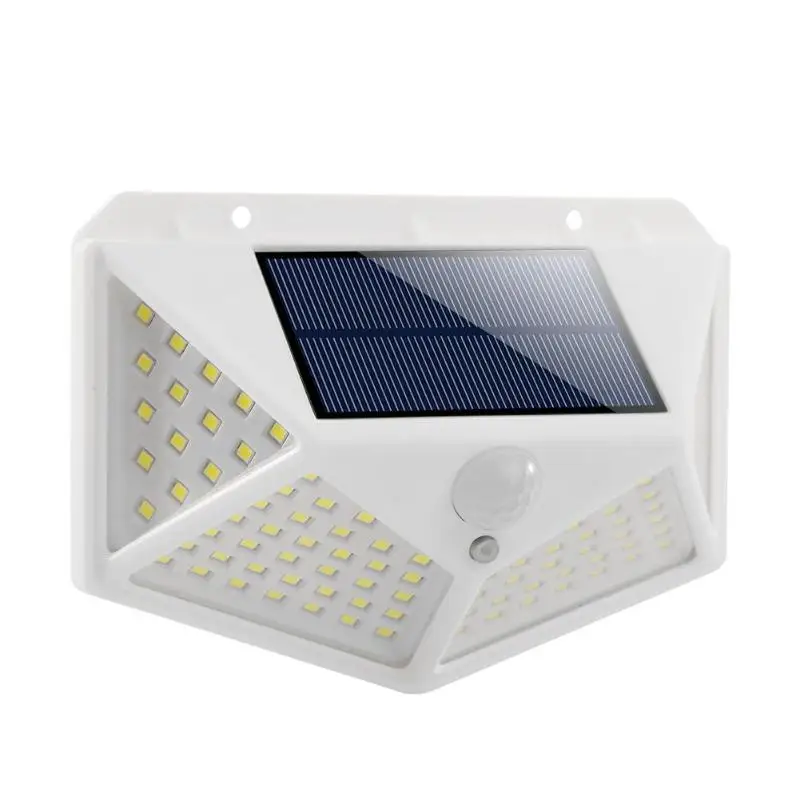 1pc Monocrystalline 100LED четырехсторонний настенный светильник с датчиком движения на солнечной батарее, уличный садовый светильник, водонепроницаемая Солнечная лампа для садового декора - Испускаемый цвет: 1pc Monocrystalline