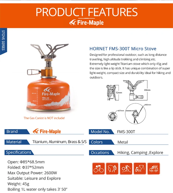 Fire-Maple 45 г титановая печь Camp плита Hornet мини-печь плита для готовки FMS-300T