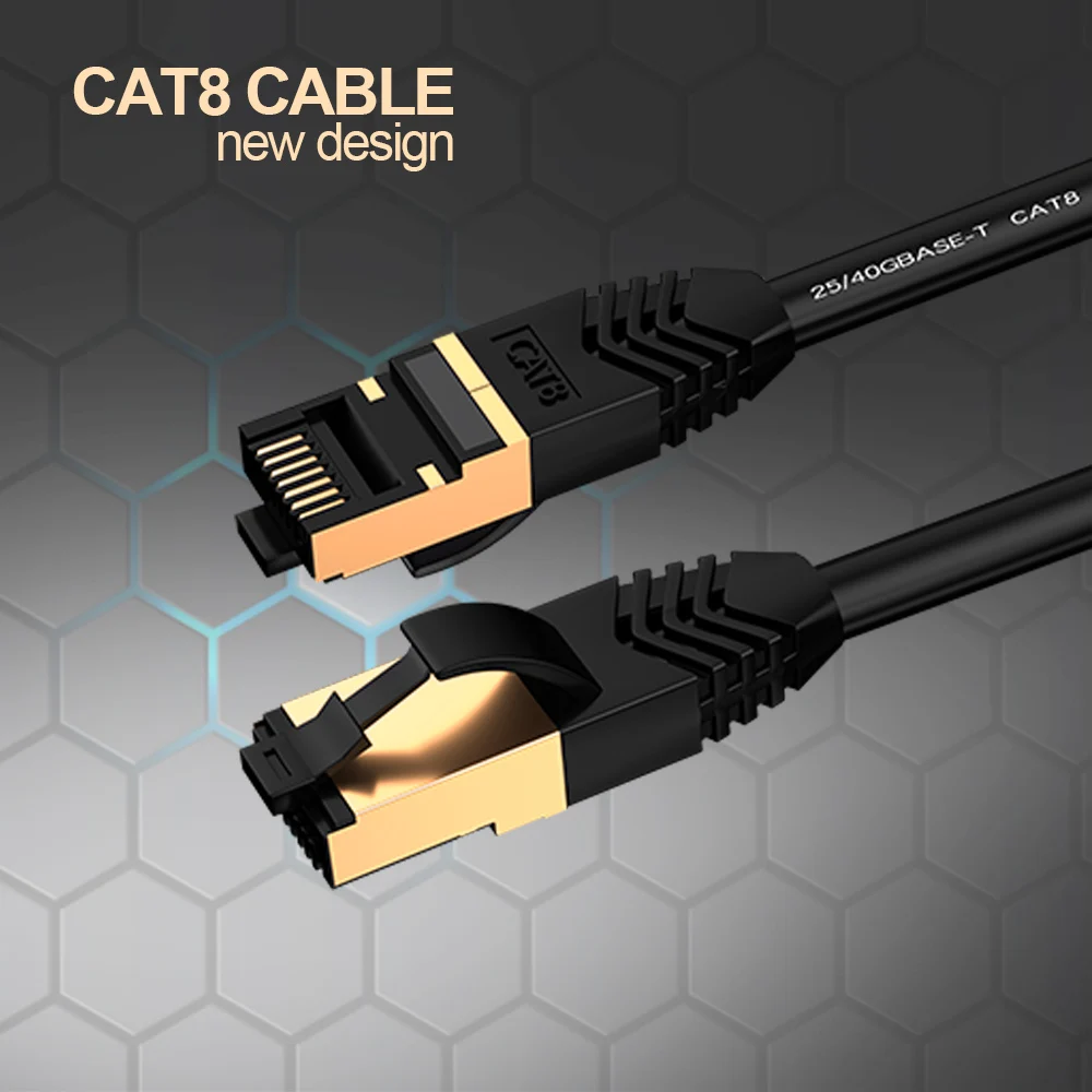 

High Speed Cat8 Ethernet Cable Gold Plated RJ45 Connector Compatible with Cat7 Lan Cable Cat6 Internet Wire for Modem Xbox PS4