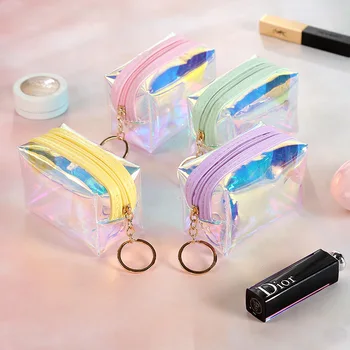 

Creative Wholesale CoolTravel Makeup Case Laser Square TPU Make Up Bath Coin Purse Transparent Laser Square Cosmetic Bag