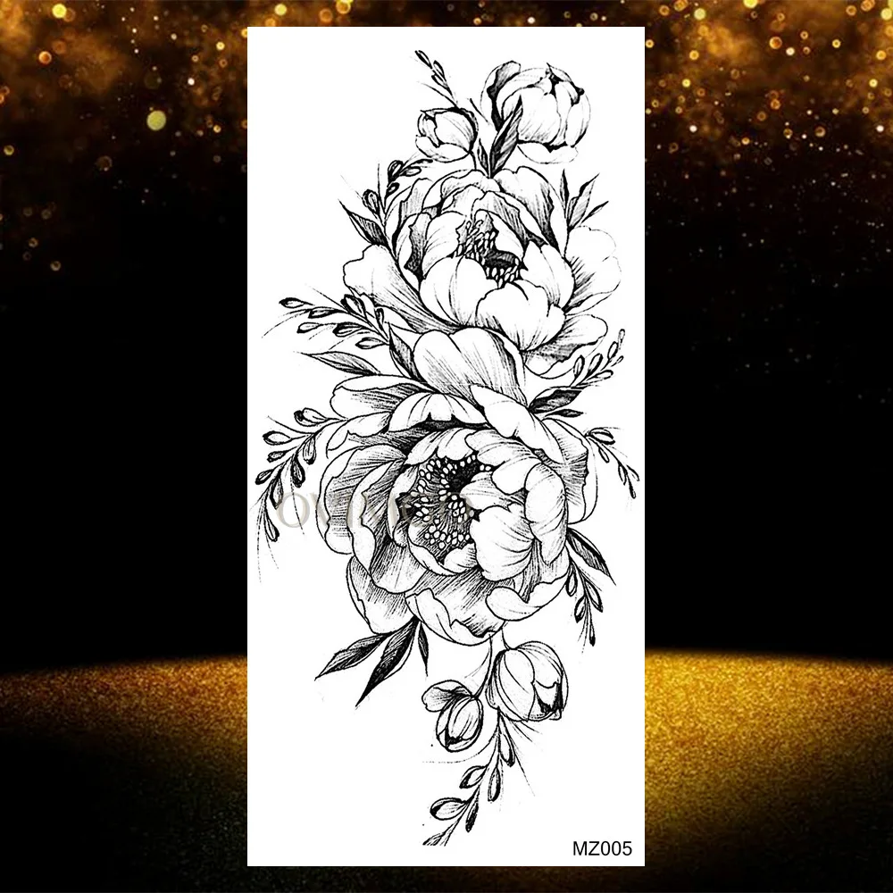 Черная Хна Цветок розы временная татуировка для женщин кружева поддельные ювелирные изделия татуировки стикер индийский свадебный боди-арт кулон татуировки макияж - Цвет: OMZ005