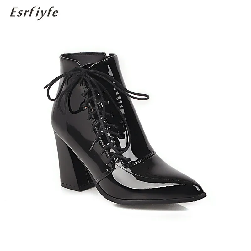ESRFIYFE 2020 New Large Size Women Boots Fashion Pointed Toe High Heels Women's Shoes Sexy Autumn Winter Ankle Boots Female