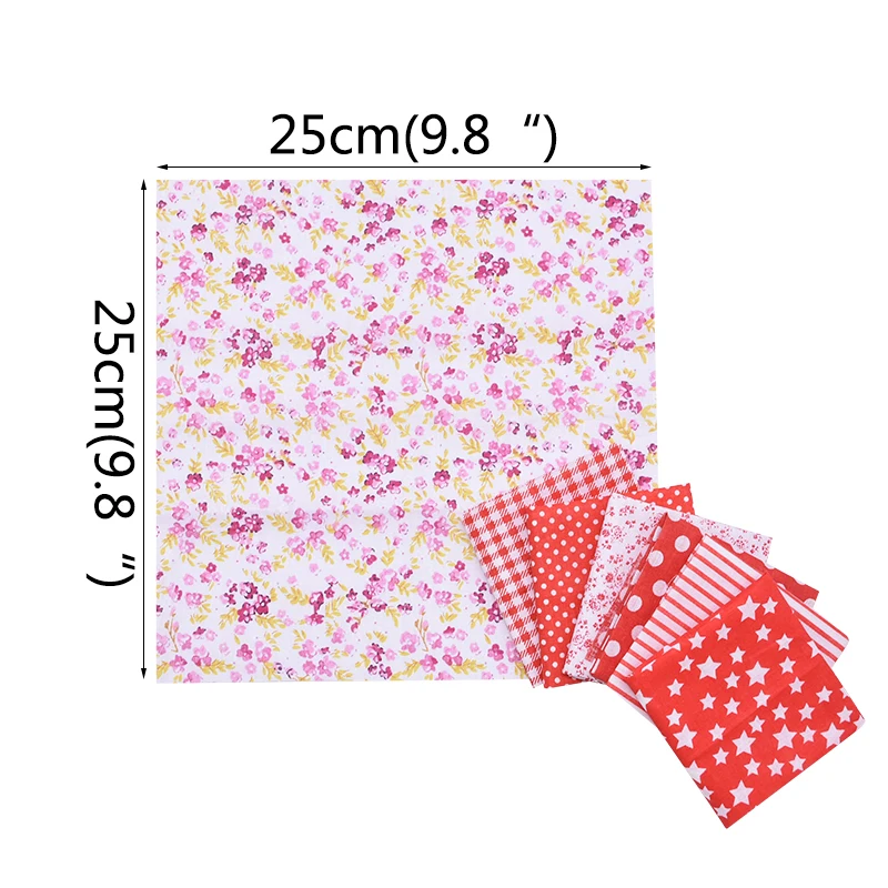 7pcs 25*25cm Cotton Fabric Printed Cloth Sewing Quilting Fabrics for Patchwork Needlework DIY Handmade Accessories