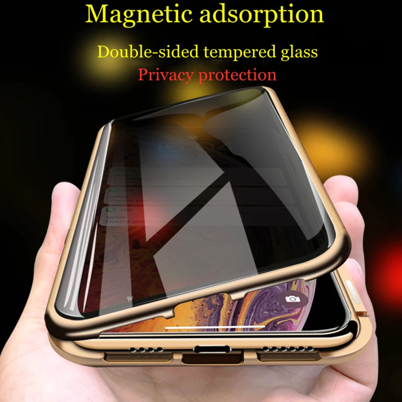 Модный металлический чехол с магнитной адсорбцией для iPhone XS Max XR XS X 7 8 Plus, защитный Магнитный чехол