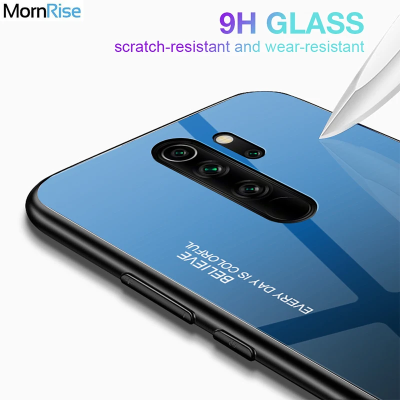 Блестящая задняя крышка для Xiaomi Redmi Note 8 Pro чехол из закаленного стекла с