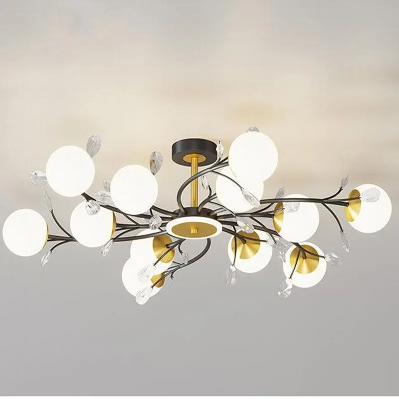 

Modern Nordic Led Chandelier For Living Room Dining Room Kitchen Bedroom Ceiling Pendant Lamp Crystal Glass Ball Hanging Light