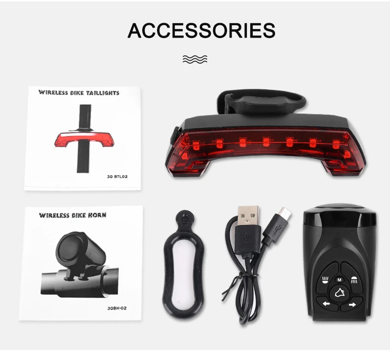 

Bicycle Rear Lights Bike Light Anti-Theft Alarm LED Tail Lamp Bike Finder Lantern Siren Warning USB Charge Wireless Remote