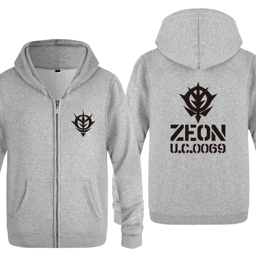 Zeon UC0069 логотип Аниме толстовки мужские мужские s молния с капюшоном флисовые толстовки кардиганы
