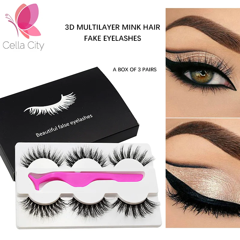 

Cellacity 3pairs Faux 3D Mink Lashes Set Natural Long False Eyelashes Dramatic Volume Fake Lashes Makeup Extension Eyelashes