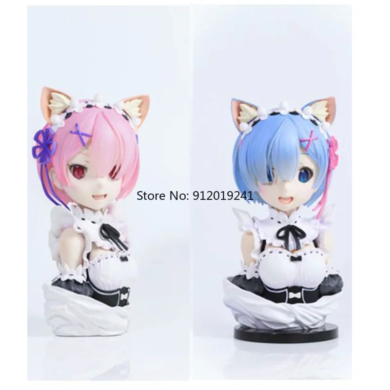 Re:ZERO Start Life In other World Rem Ram Cat Ear Ver. Голова бюст портрет 22 см ПВХ аниме фигурка половина
