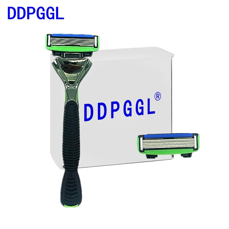 

DDPGGL Men Stainless Steel 6 Layer Replaceable Blade Mingshi 1 Holder2pcs Blades Shaver Effectively cleanQuality assurance