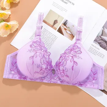

Push Up Bras Thin Section Breathable Wire Free Bra Embroidery Adjustment Underwear Sexy Intimates Lingerie Comfortable Bralette