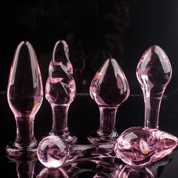 Candiway Exquisite Pink Crystal Glass Anal Plug Adult Masturbation Products Prostate Massager Erotic Toys For Couple (5 Styles) 3