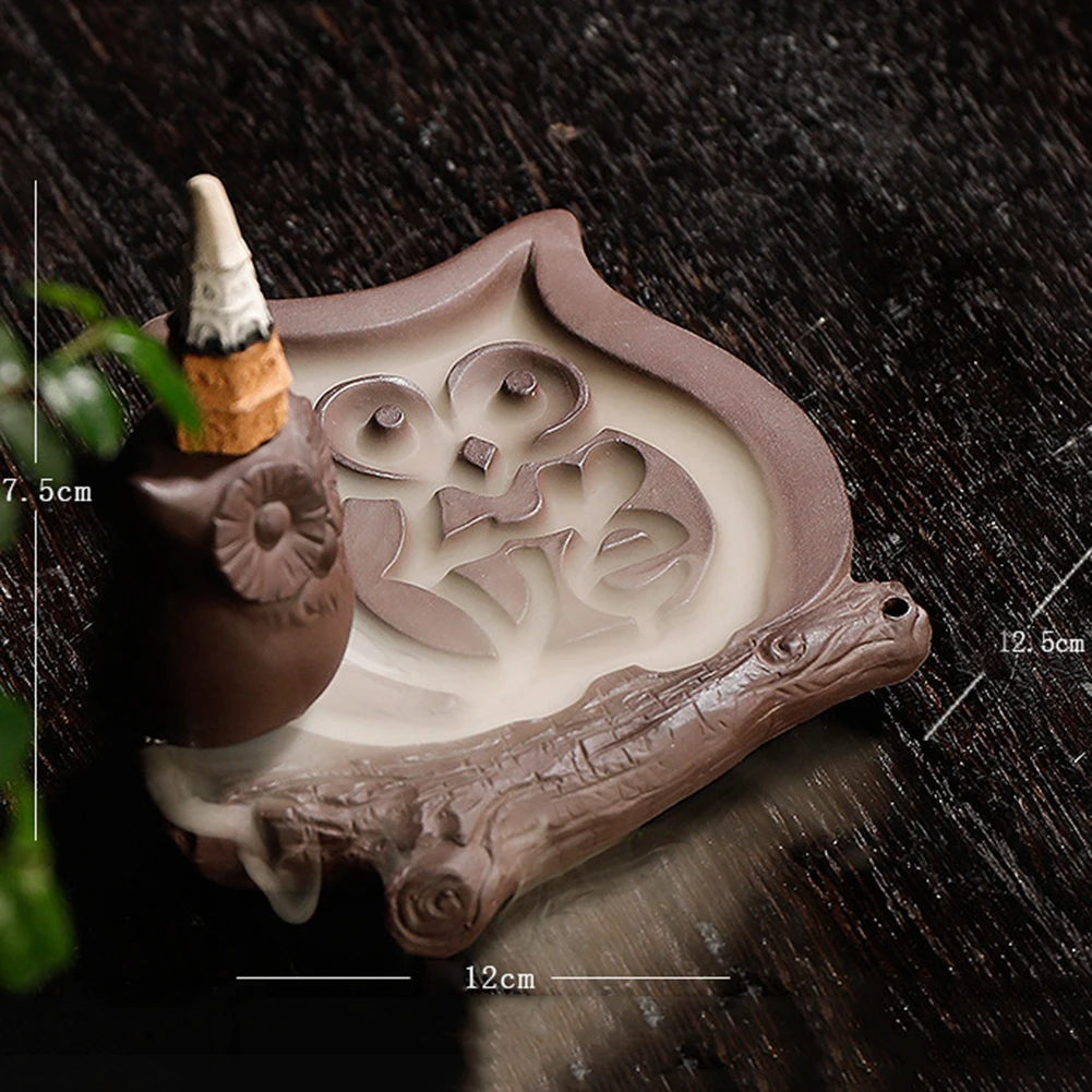 Backflow Cone Owl Shape Incense Stick Burners Holder Censer Home Teahouse Decor