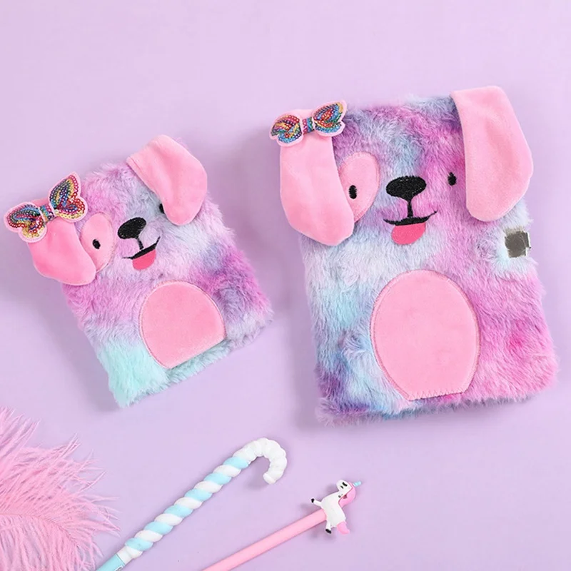 

1 Pcs Cute Embroidery Photo Fold Notepad Colorful Animal Cat Panda Plush Notebooks Girl Portable Travel Diary Planner Stationery
