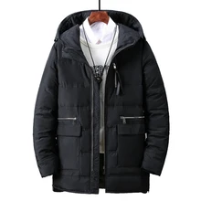 Новое поступление, зимняя куртка на утином пуху, мужские повседневные пуховики, теплые утолщенные пальто, повседневная мужская парка B027