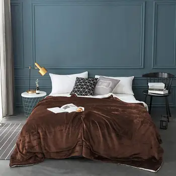 

Coffee Lamb Wool Bed Blankets For Bed Sofa Thicken Blanket Single Double Size Winter Throws and Blanket Bed Covers Bedspreads