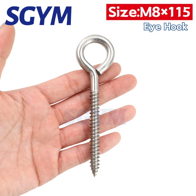 2 Pieces Stainless Steel Eye Shape Screws Metal Hook 4.5 Inch Heavy Duty  Eyes Screw Eyelet Hooks Self Tapping Hanging Hooks - AliExpress