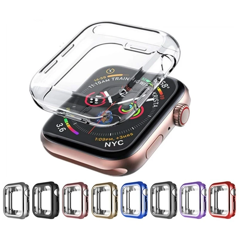 Мягкий защитный чехол из ТПУ для Apple Watch Series 5 4 3 2 1, чехол 38 мм 40 мм 42 мм 44 мм, прозрачный Ультратонкий чехол-бампер для часов