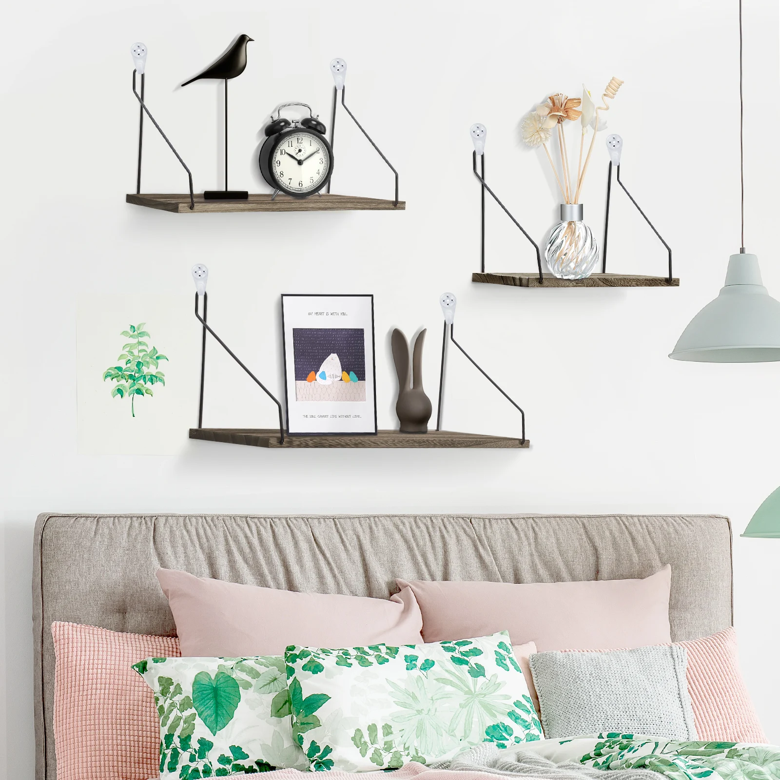 3PCS/set Nordic Wooden Wall Mounted Book Shelf Flower Pot Storage Rack Shelves Hanging Holder Household Home Decor Storage Rack