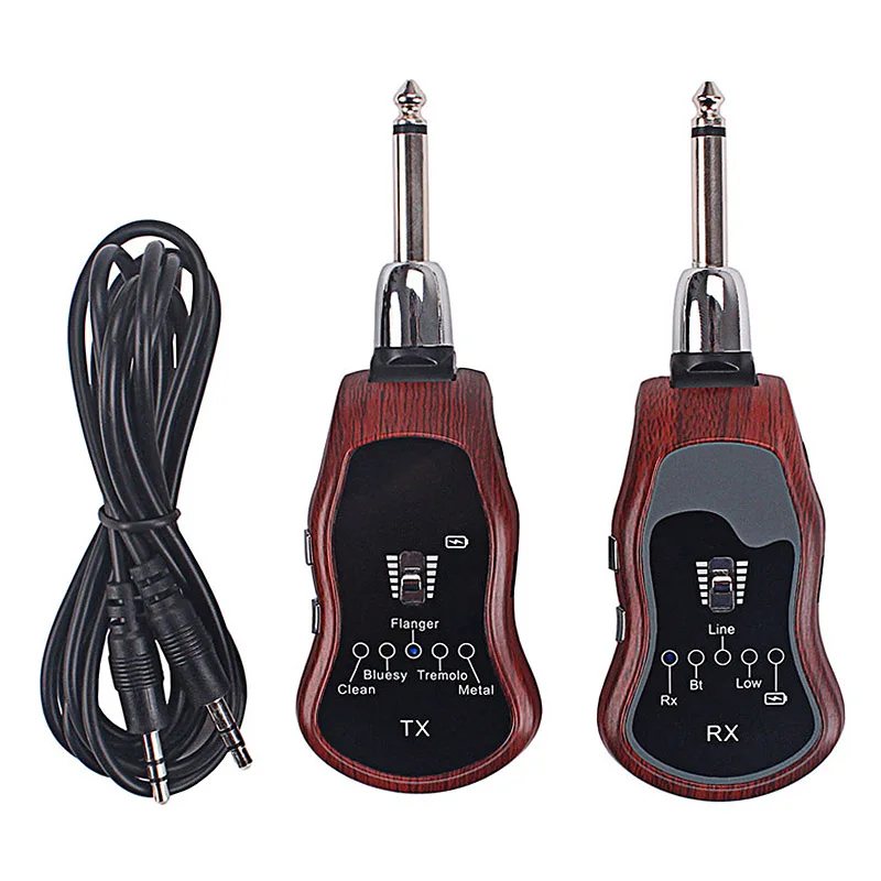 

Super sell-Wireless Guitar System Bluetooth Transmitter Receiver Built-In Five Guitar Effects clean/Bluesy/Flanger/Tremolo/Metal