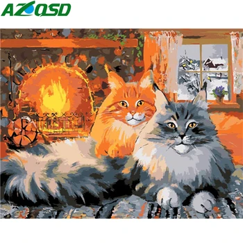 

AZQSD Paint By Numbers For Adults Animal DIY Unframe Kits Handicraft Coloring By Numbers On Canvas Cat Acrylic Paint Unique Gift