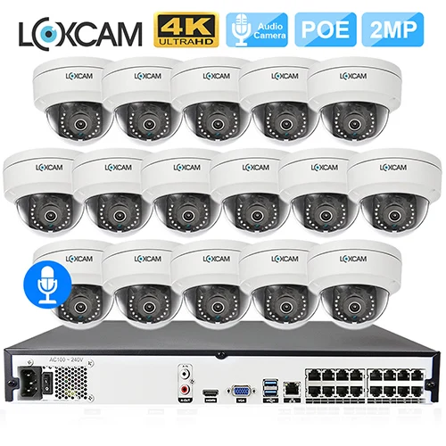 LOXCAM H.265+ 16CH 5MP POE NVR CCTV система 2MP аудио 1080P@ 25fps Открытый IP66 POE ip-камера видео безопасности набор для наблюдения 4K - Цвет: 16CH NVR x 16 Camera