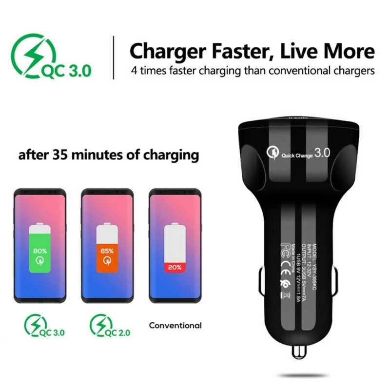USB Автомобильное зарядное устройство QC 3,0 Автомобильное зарядное устройство для iPhone USB быстрая зарядка мобильного телефона 3A автомобильное зарядное устройство мотоцикл usb Автомобильное зарядное устройство