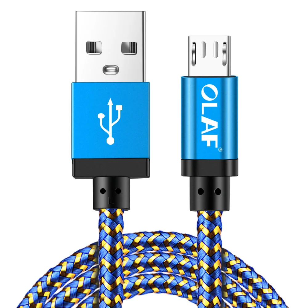 Blue Micro USB кабель зарядное устройство для samsung Galaxy S7 S6 Быстрая зарядка мобильного телефона зарядное устройство Шнур для huawei Планшета USB кабель провод 1 м 2 м - Цвет: Blue
