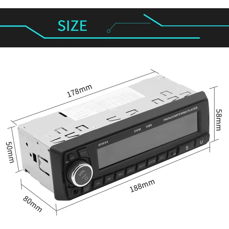 Bluetooth автомобильный Радио MP3-плеер Стерео Usb Aux автомобильный стерео аудио Su-1088